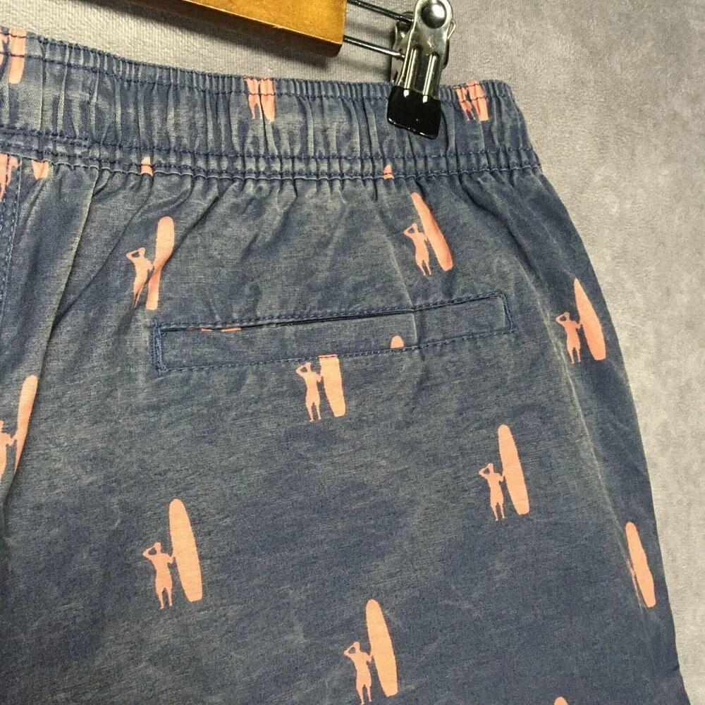 Johnnie O Mens Swim Trunks Shorts size Large‎ Blue Drawstring Pink Surfer